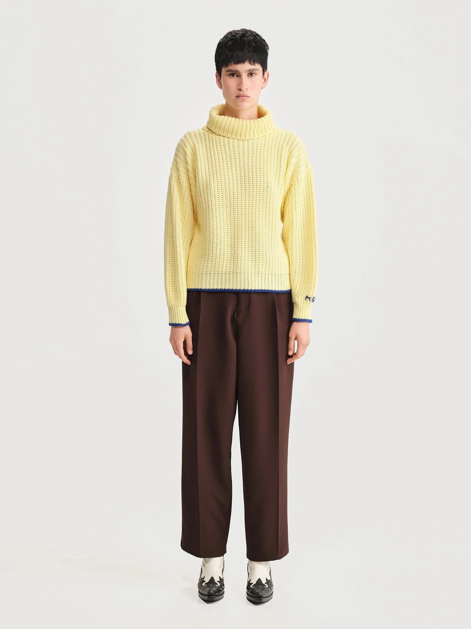 Saco Cuello Tortuga Inglés Amarillo/azul Mujer - imagen 2