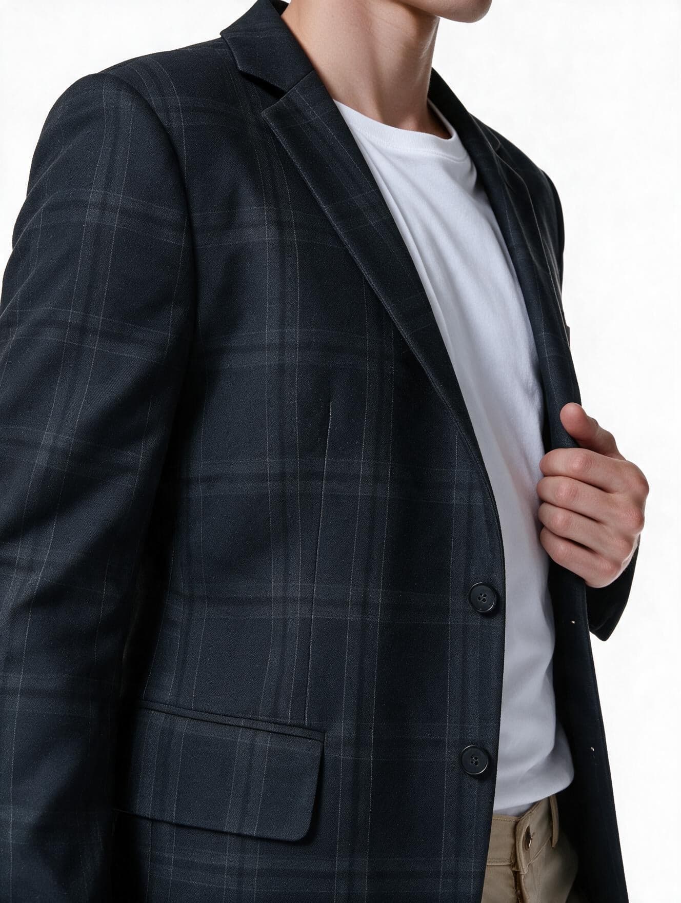 Blazer negro a cuadros gris - imagen 4