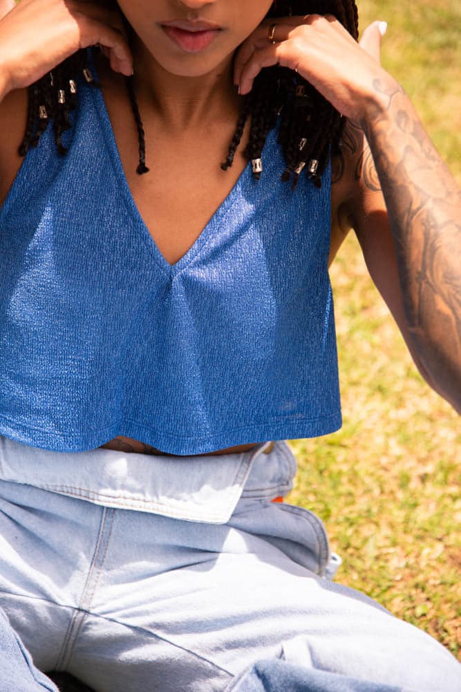 Crop Top Caudal Azulejo Brillante