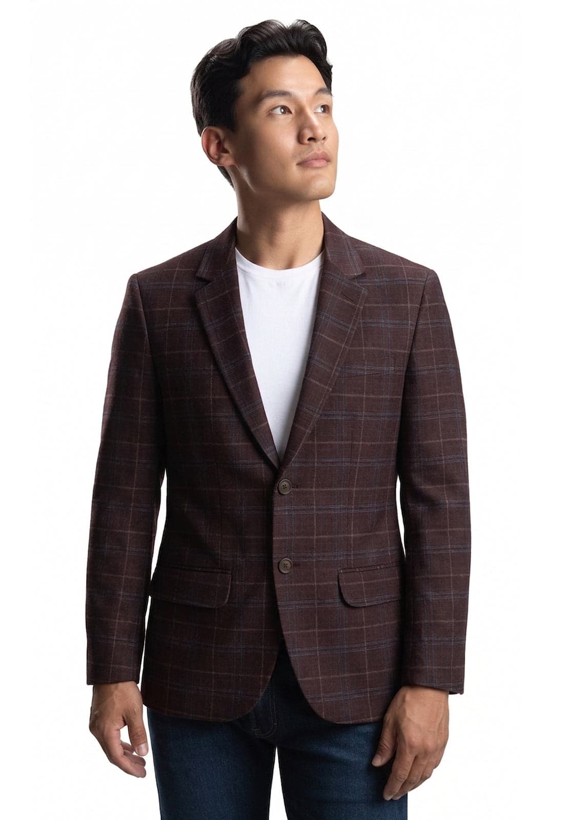 Blazer estampado café a cuadros