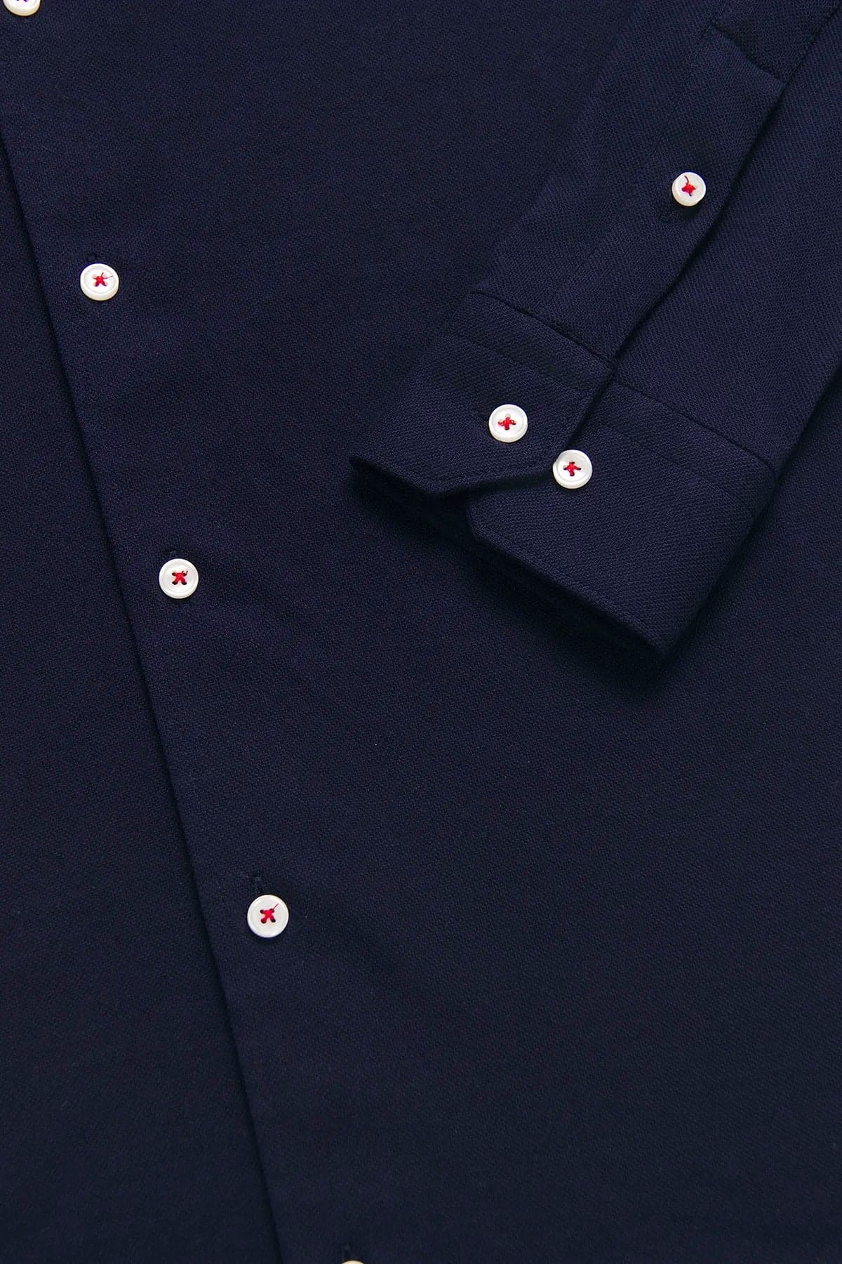 Camisa Piqué Botón Contraste Algodón Azul Oscuro - imagen 3