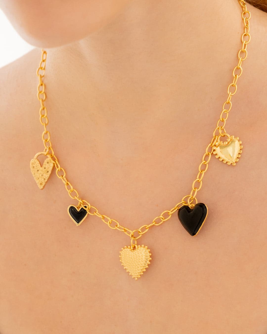 Collar Multicharms Corazones + Aretes - imagen 1