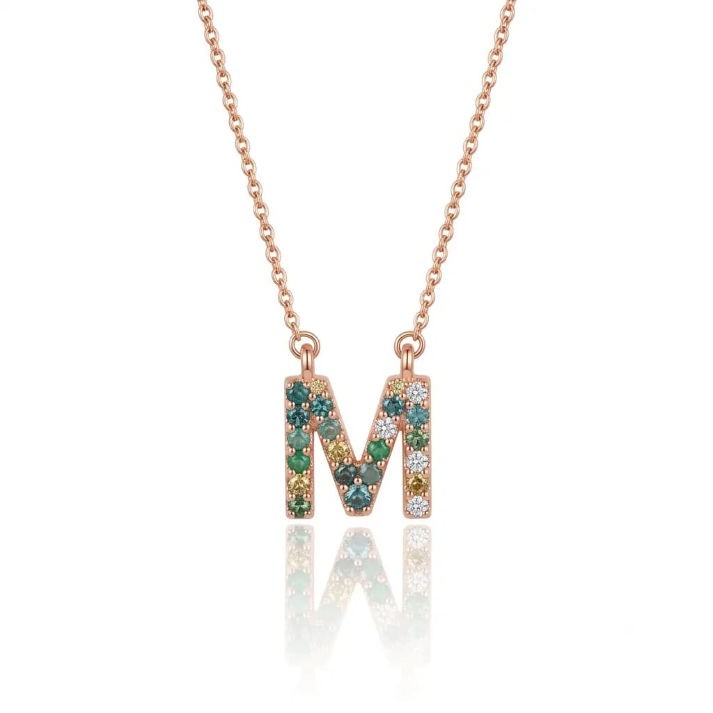 Letter “M” Diamond Necklaces - imagen 1