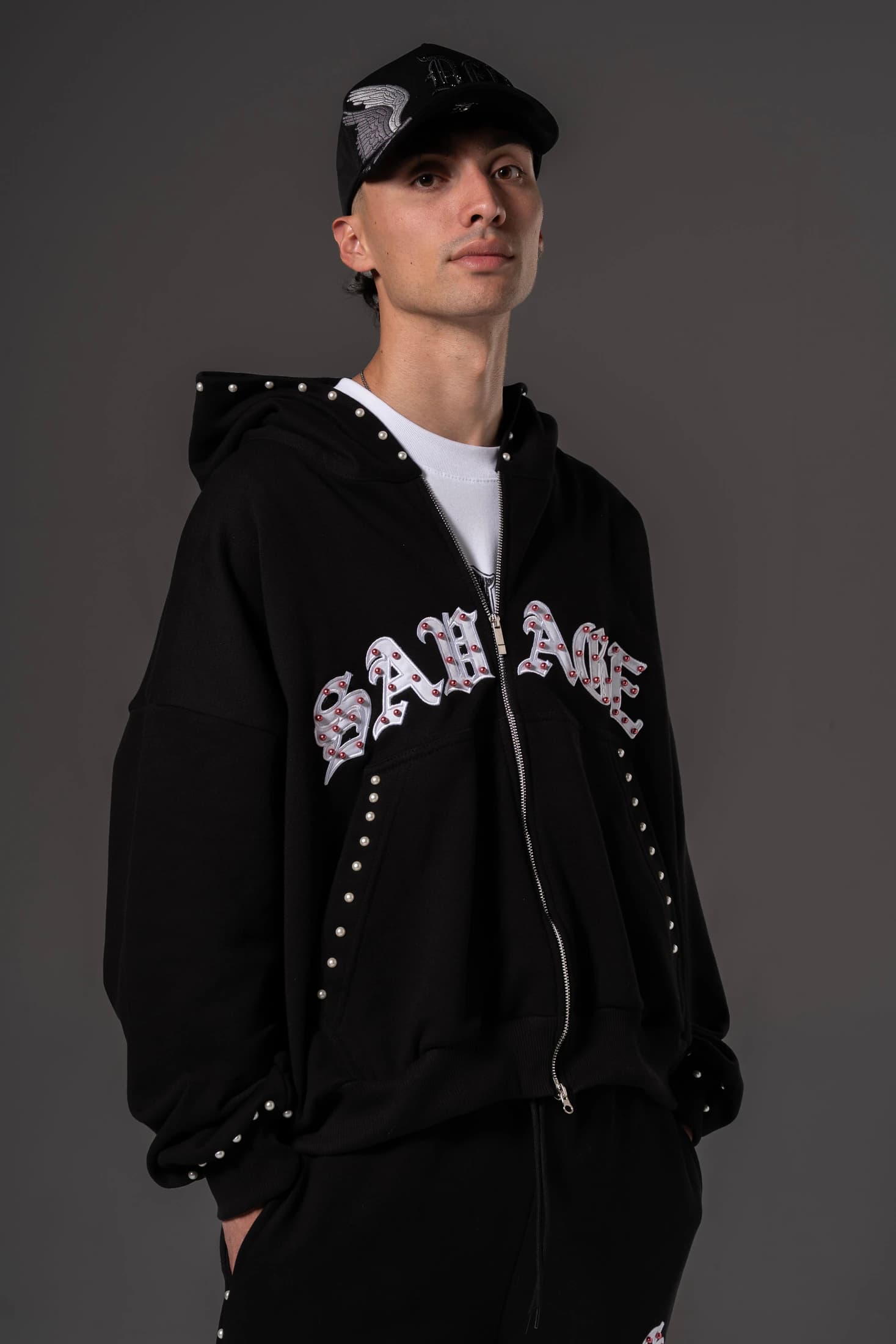 Double Zip Hoodie Boxy fit Perlas Rojas 14651 - imagen 5