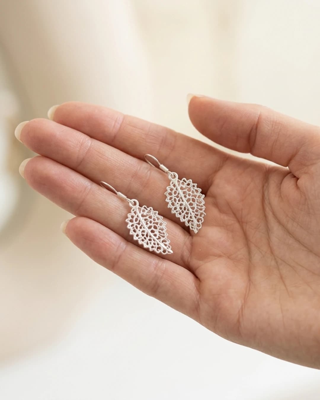 Aretes Hojas en Filigrana de Plata Ley 950