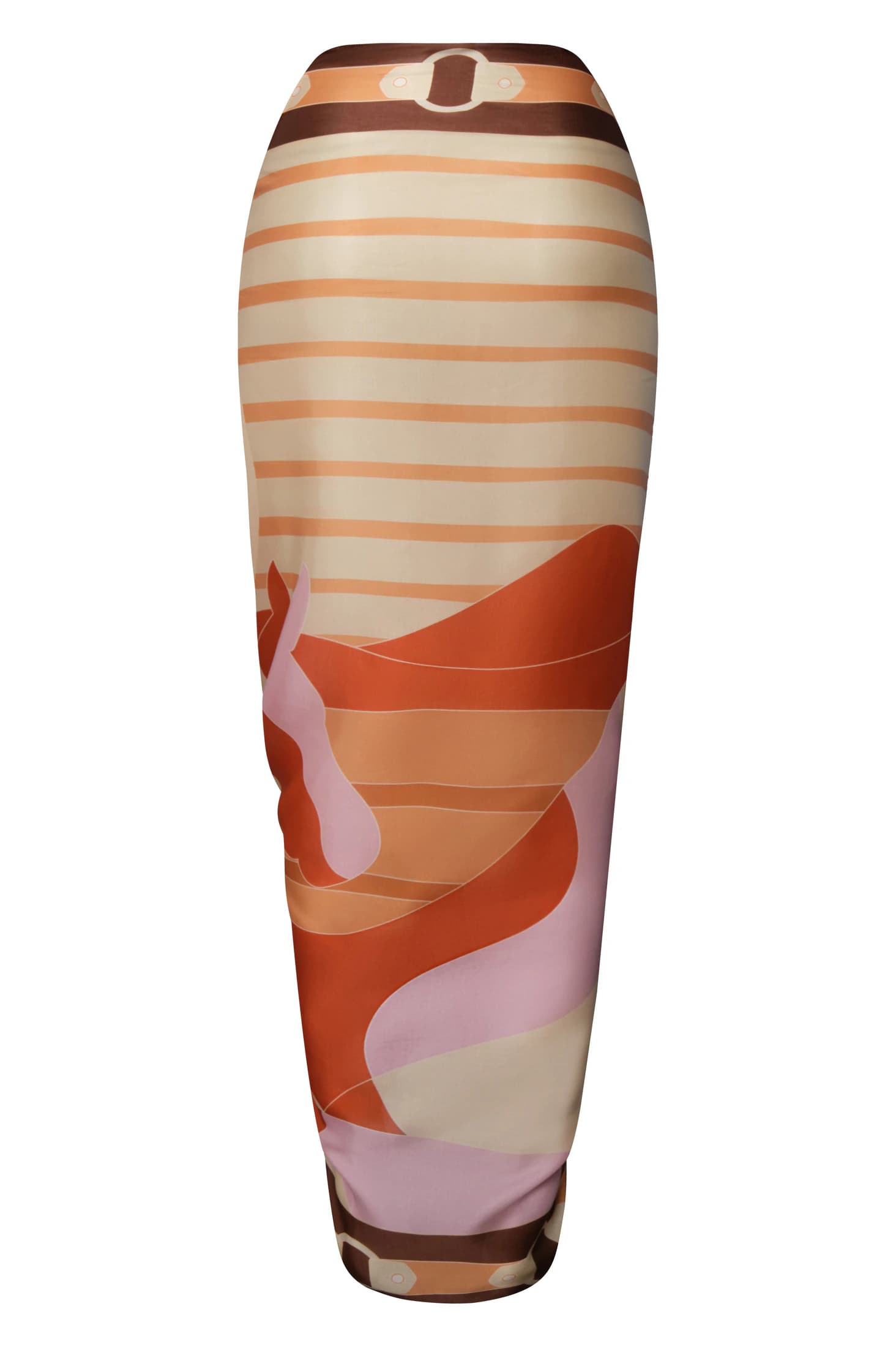 De La Falaise Cotton Silk Sarong / Orange Horses - imagen 3