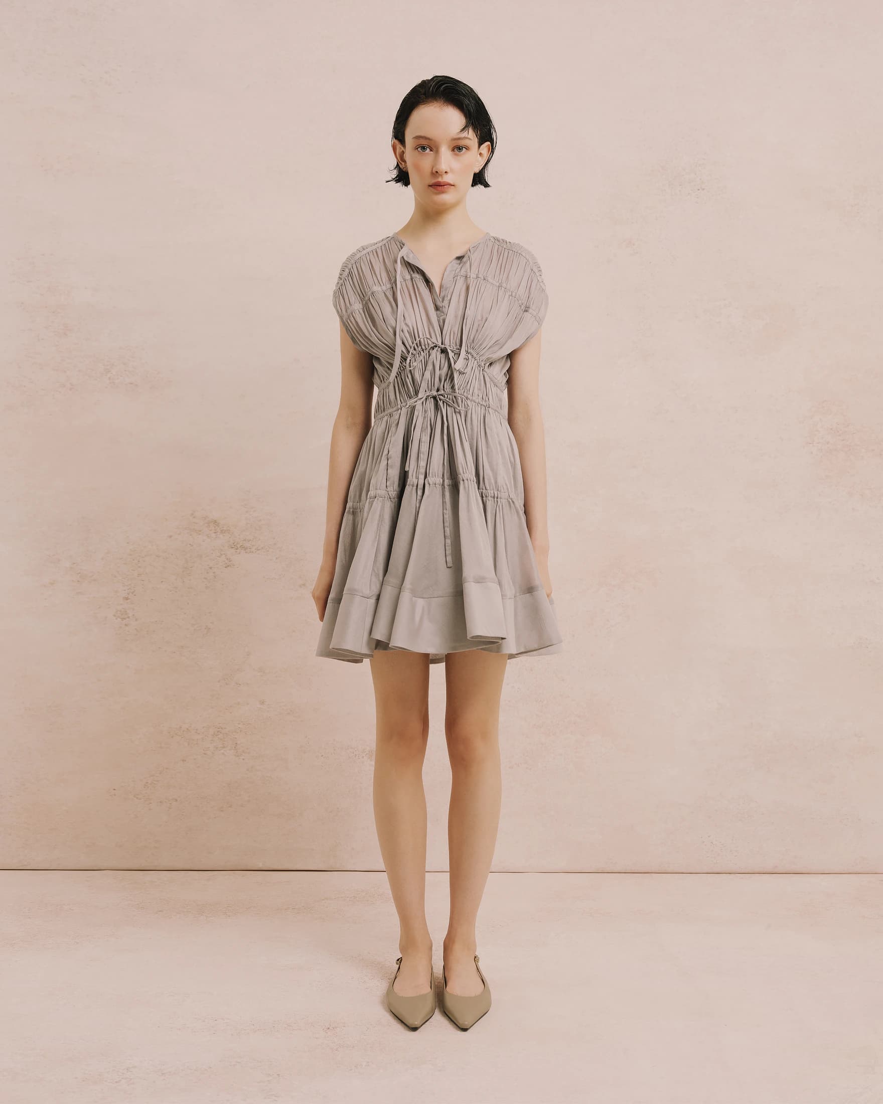 Cotton Voile Tiered Mini Dress