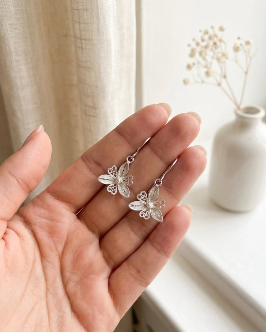 Aretes Orquídea en Plata Ley 950 Filigrana - imagen 2