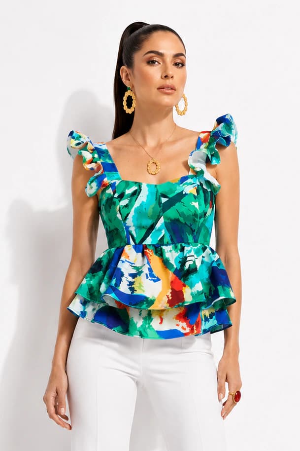 Blusa Usaki Estampado Cuarzos Azules - imagen 1