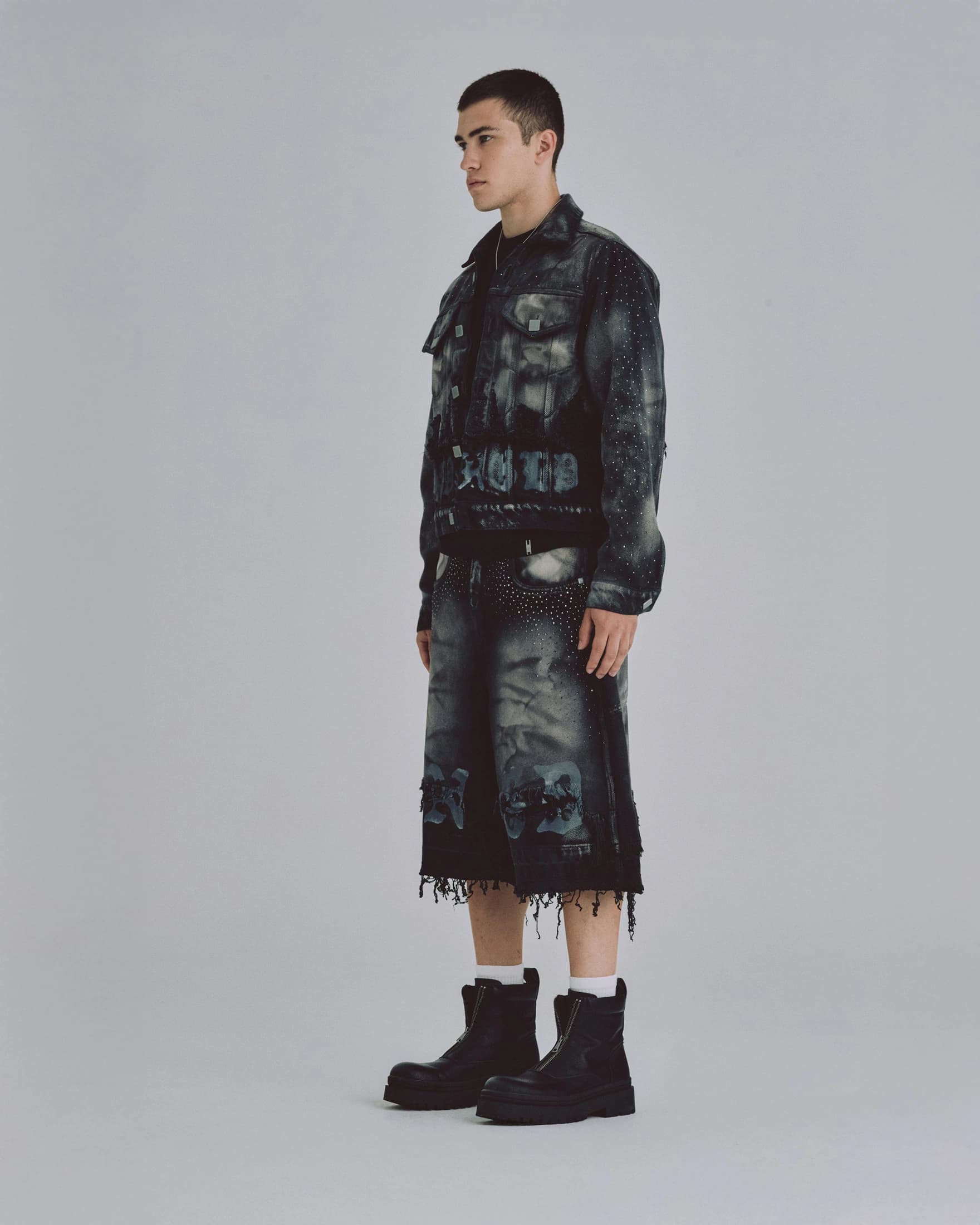 94' UNDRGLD Double Destroyed Jacket Vintage Gray - imagen 5