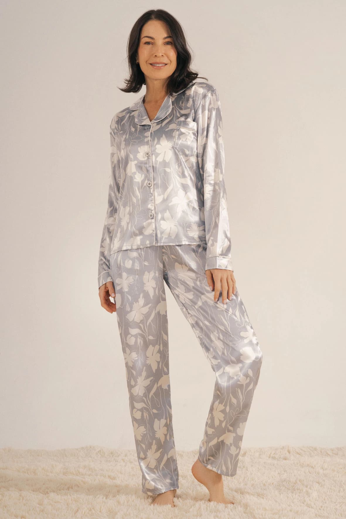 Pijama Satín Pantalón Largo y Camisa Manga Larga | Marca Aliada - imagen 3