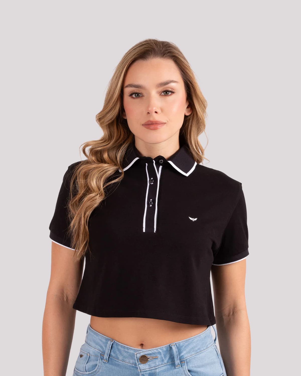 Polo slim negra para mujer