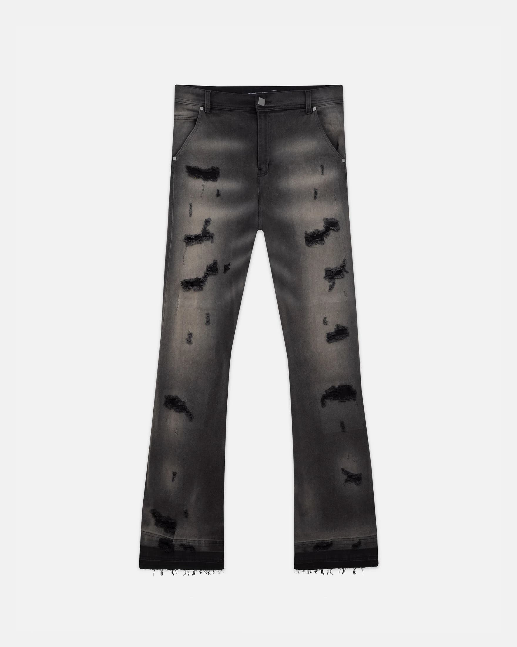 Act 1 UG Star Ripped Flare Jean Washed Black