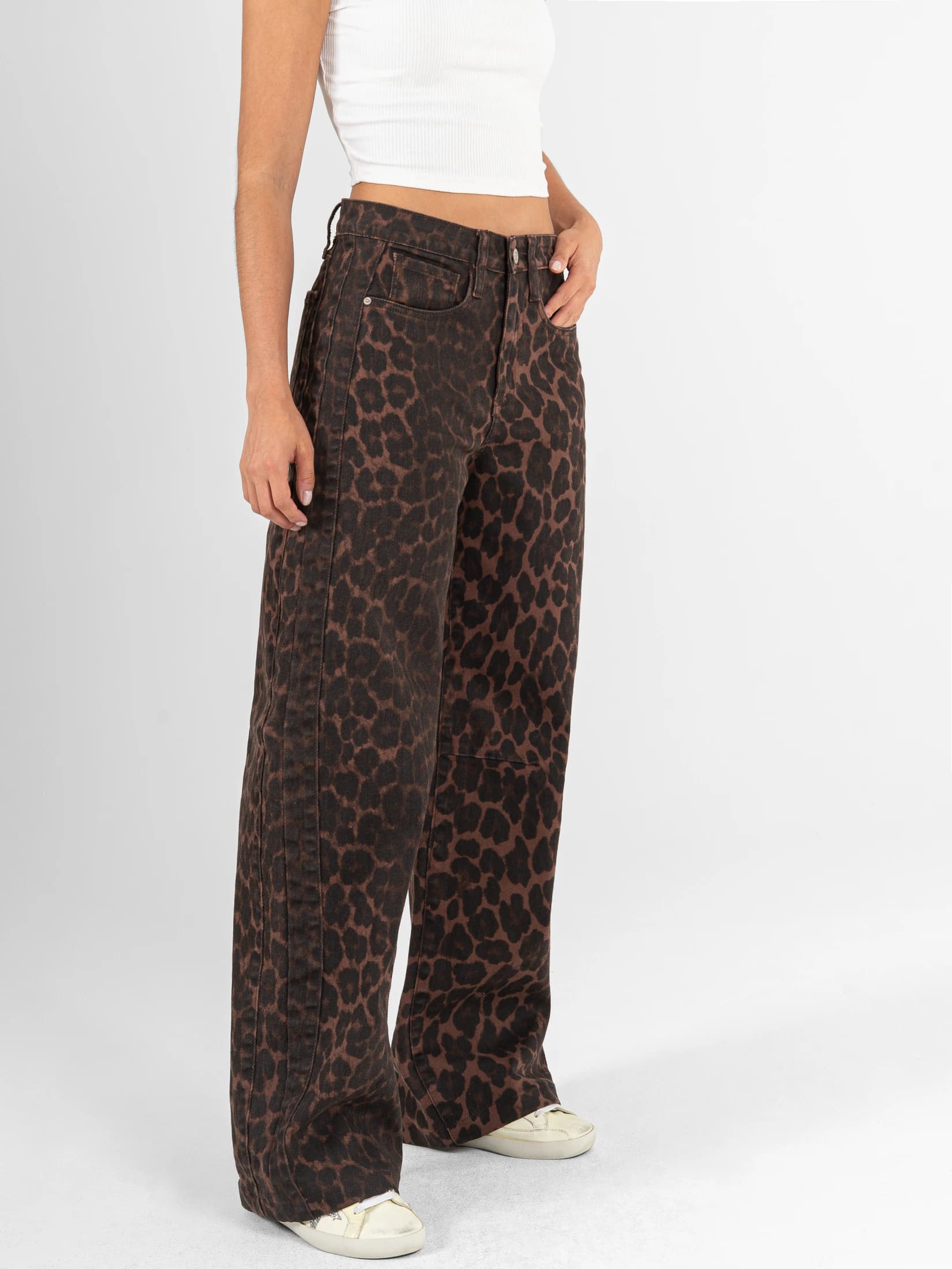 Ref: 0620710 Pantalón wide leg, stretch, tiro alto, estampado animal print - imagen 4