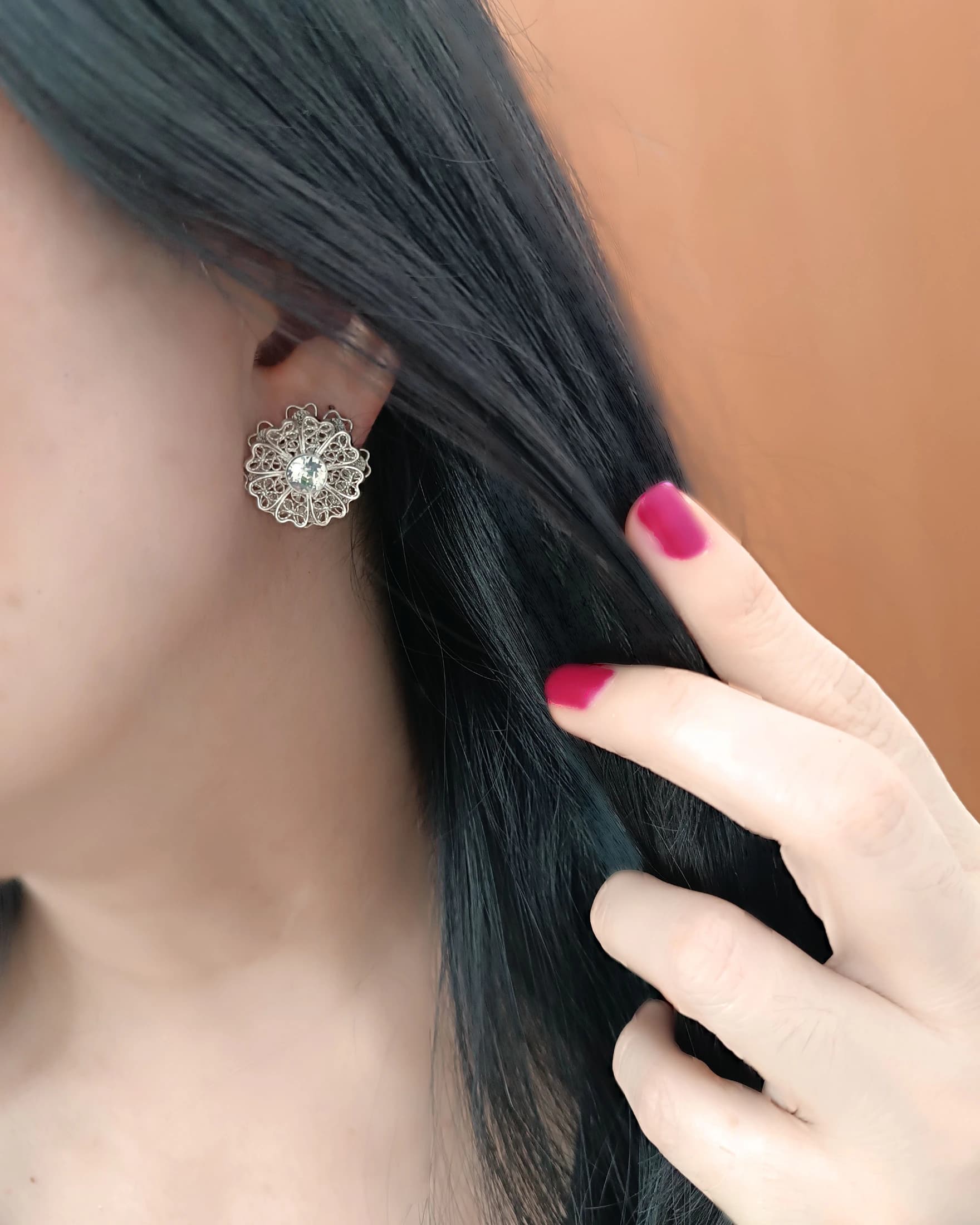 Aretes filigrana plata ley 950 Margarita - imagen 5