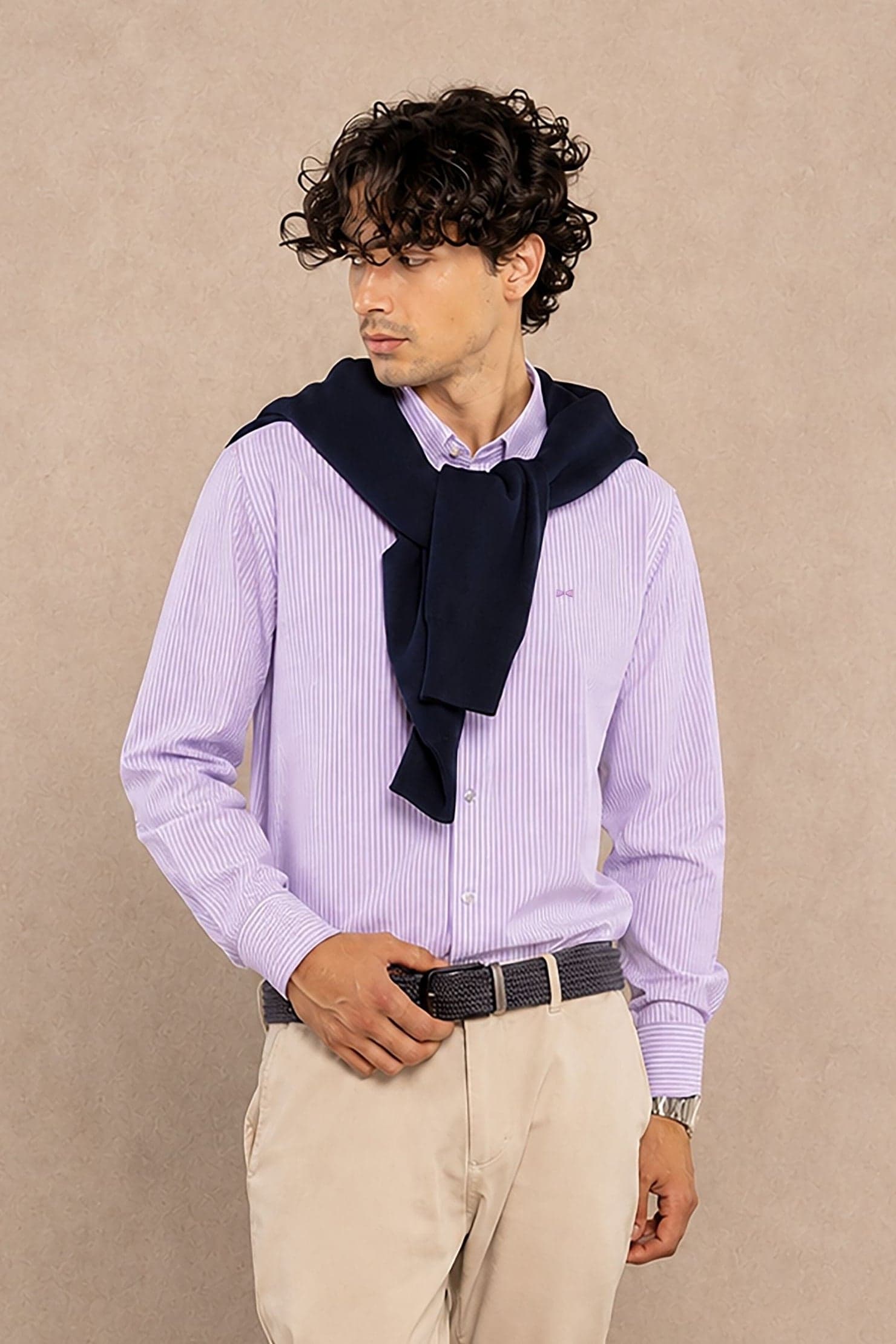 Camisa Performance Oxford Rayas Lila