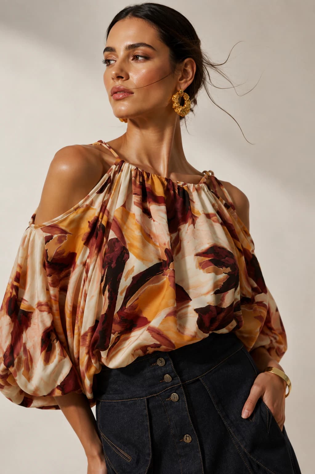 Blusa Bingo tonos tierra estampado - imagen 3