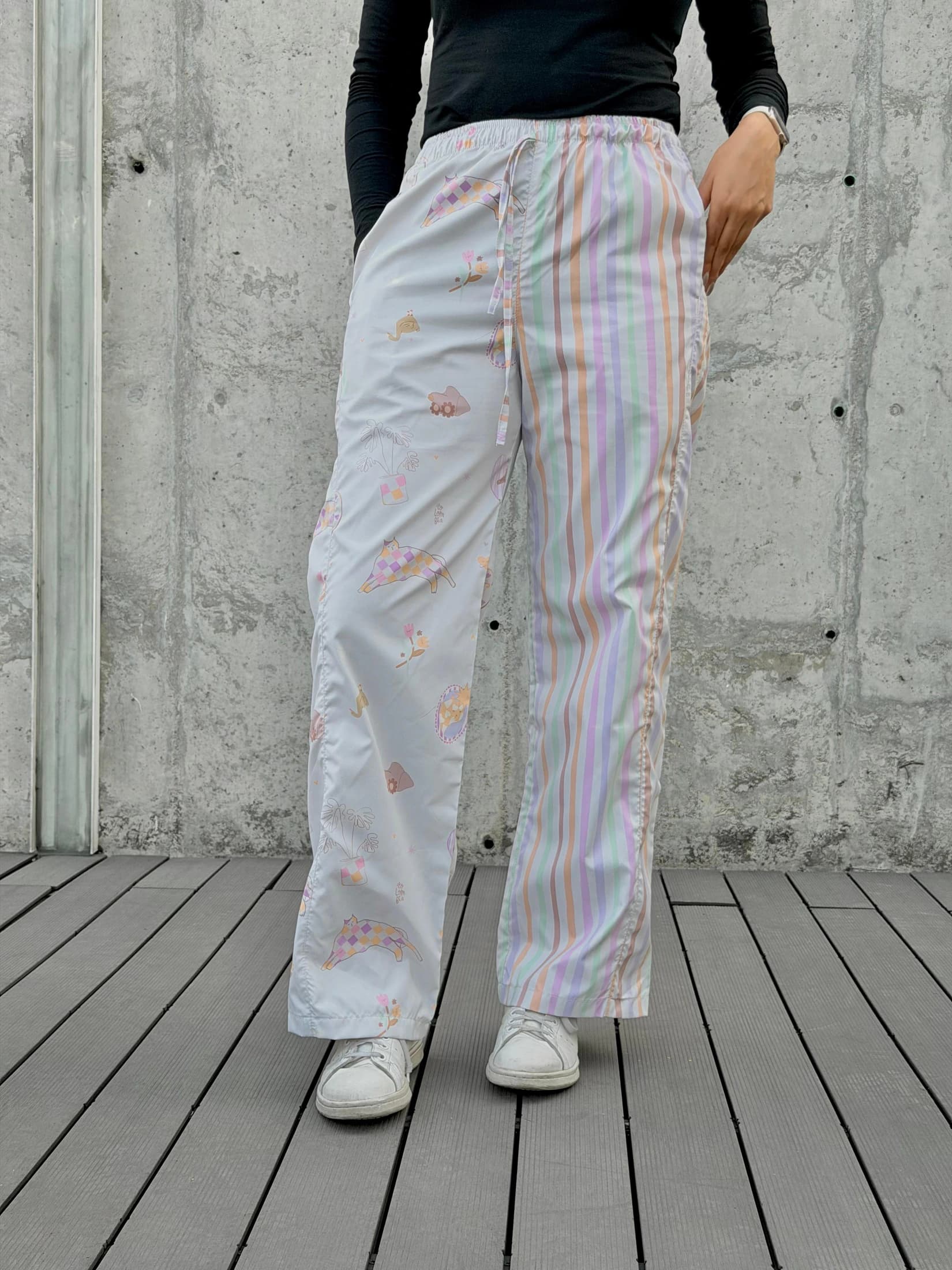 Pantalón Crema Combinado