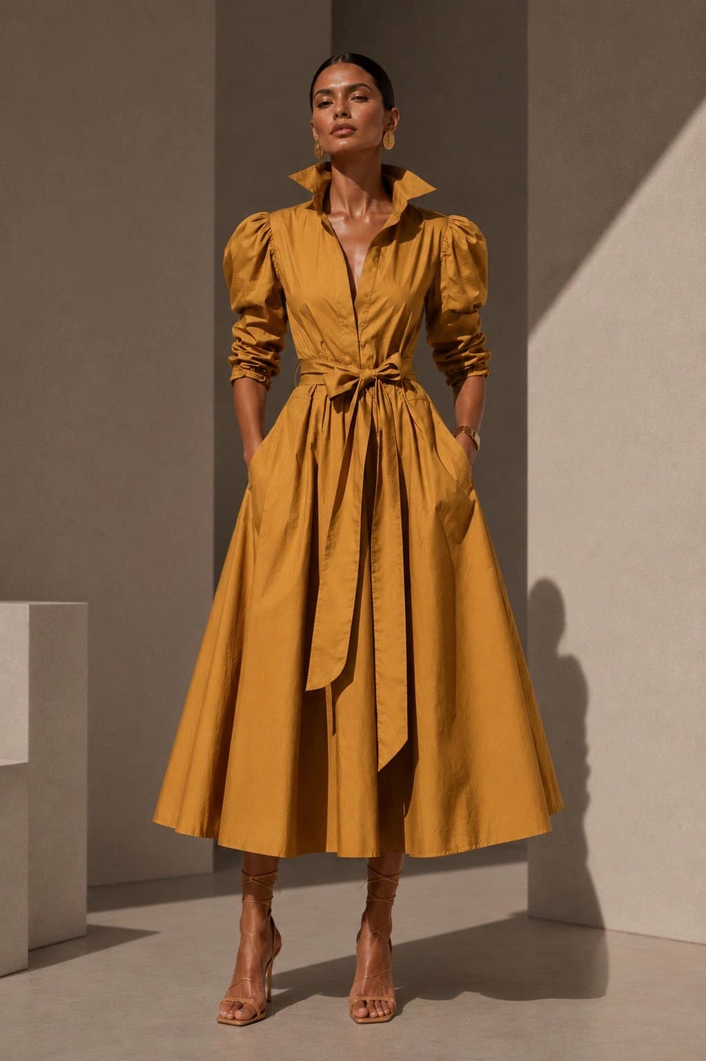 Vestido Miranda I mostaza - imagen 1