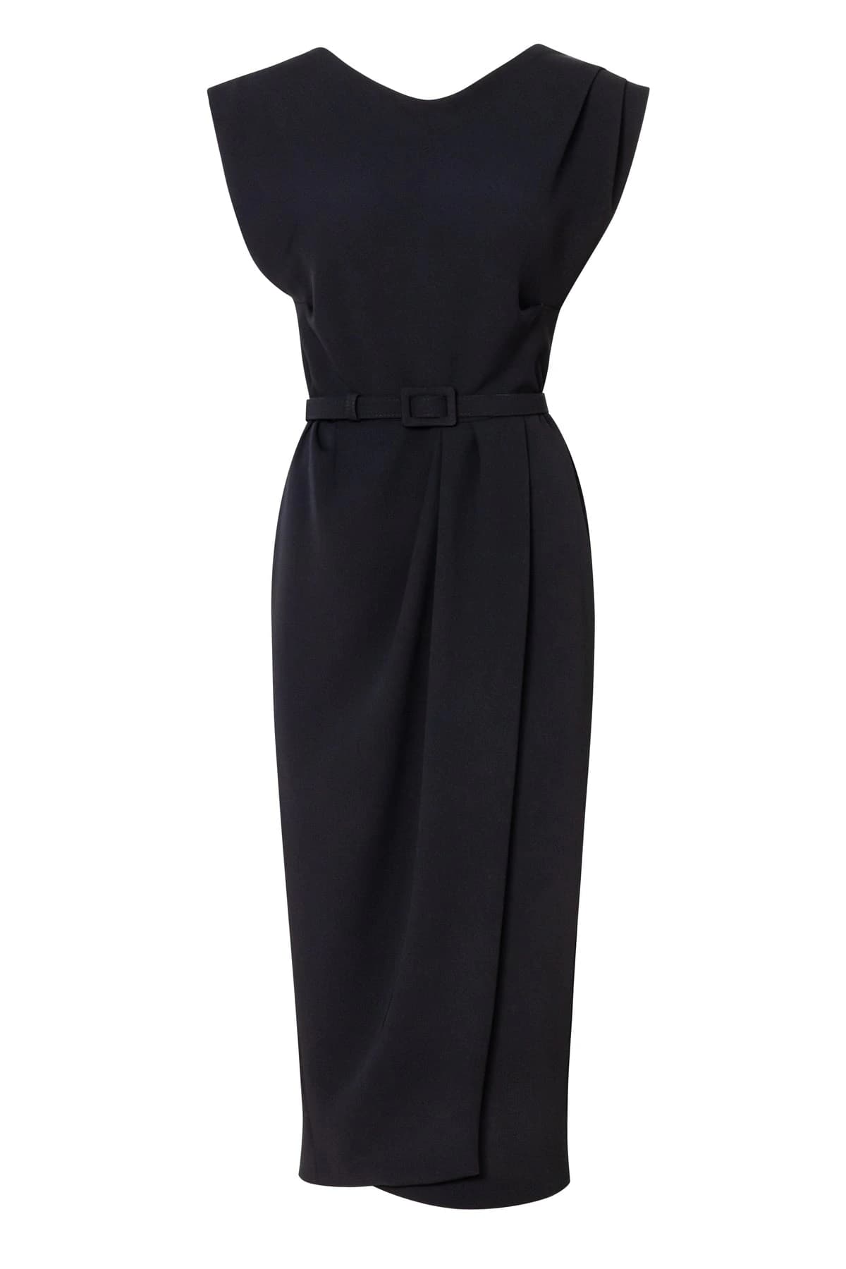 Cap-Sleeve Draped Fitted Midi Dress - imagen 2
