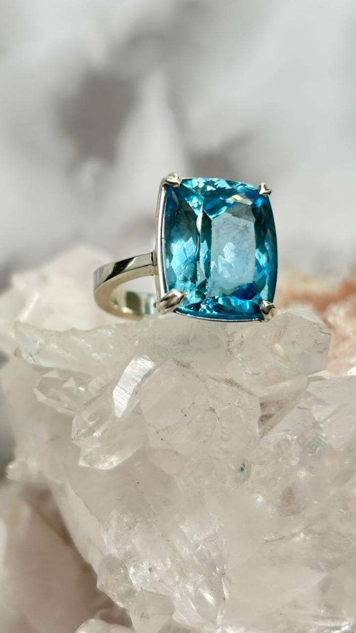 Anillo Topacio Azul  Rectangular - imagen 1