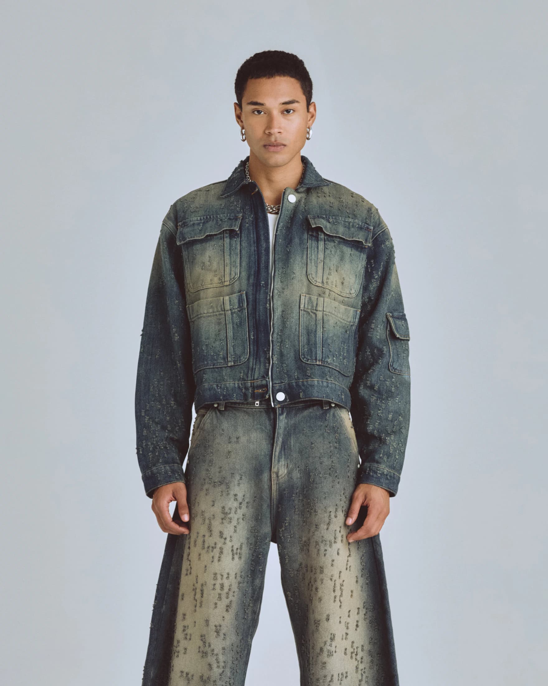 Agnus Dei Undrgld Ripped Jacket Dirty Blue - imagen 2