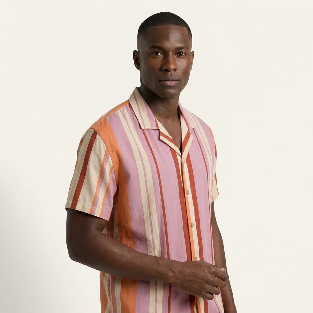 Camisa Bowling Boxy Fit Rayada Colores C99 - imagen 2
