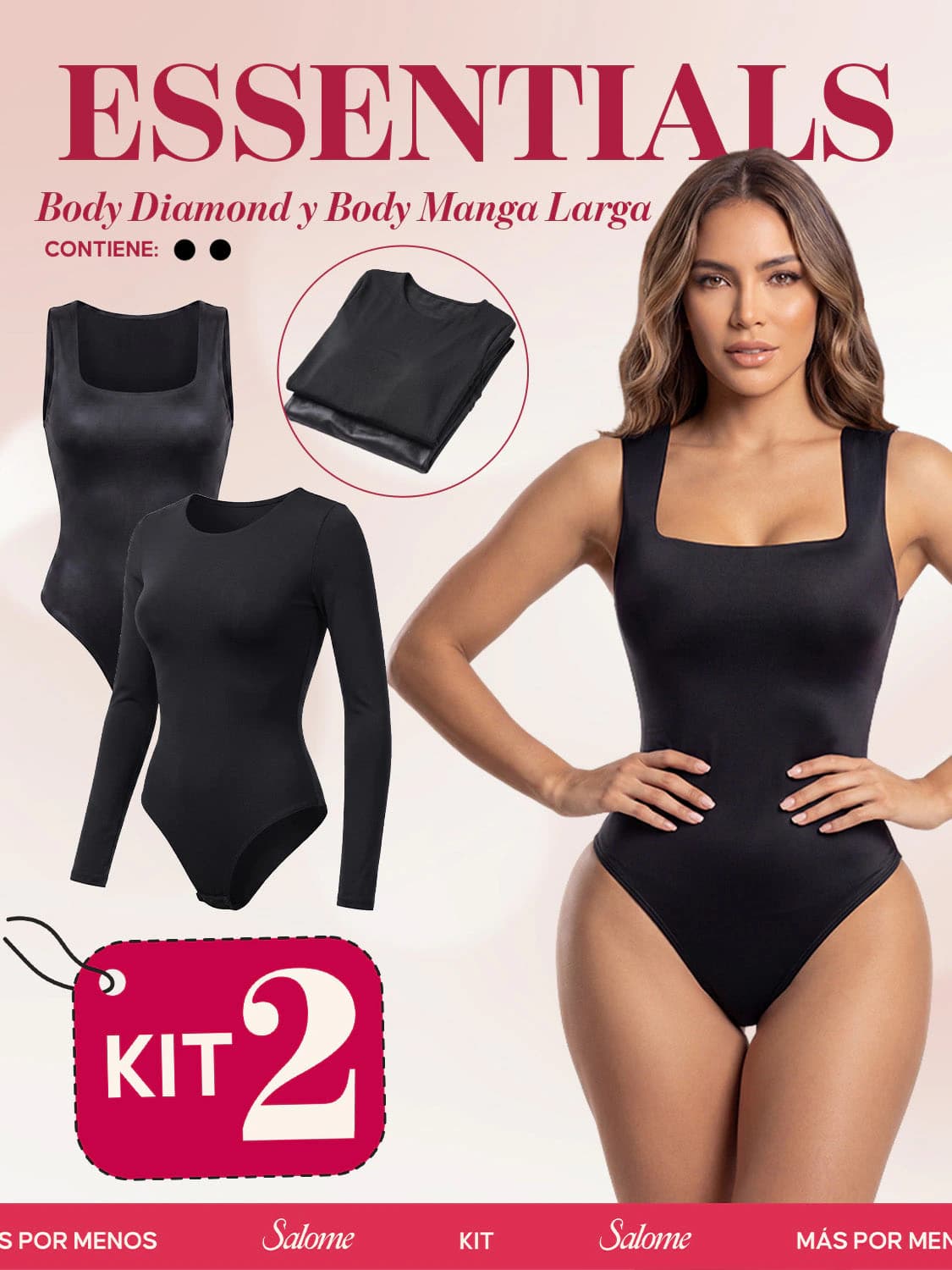 Kit Body Diamond Escote Cuadrado & Manga Larga Microfibra | Salome 5006 + 5008 | 03L5