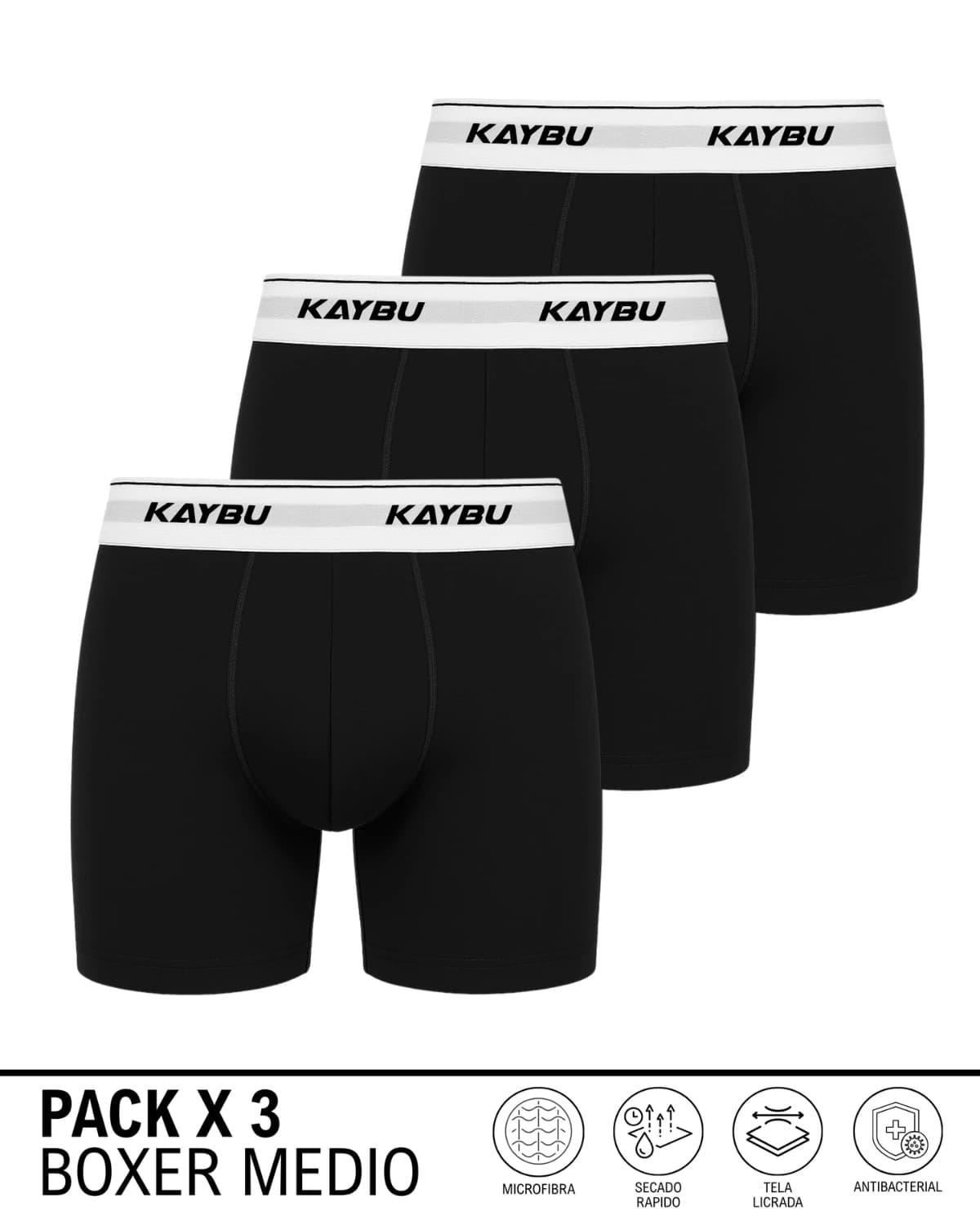 PACK X3 Boxer Fit Medio de Licra Premium | KBMEN RF.399 - imagen 1
