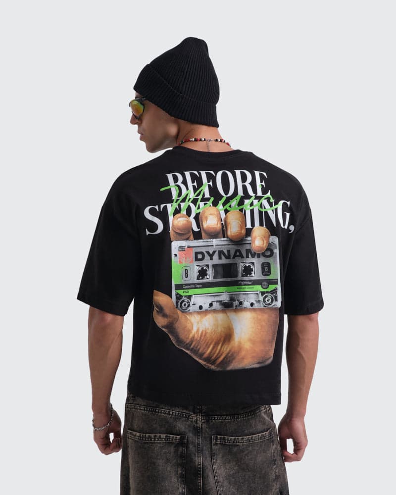 Camiseta Negra Boxy Fit Rewind State - imagen 2