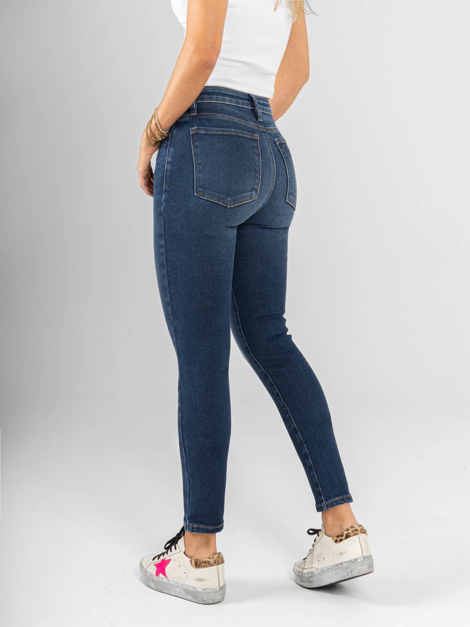 Ref: 066349 Jean Skinny stretch, tiro alto, tono azul medio oscuro - imagen 2