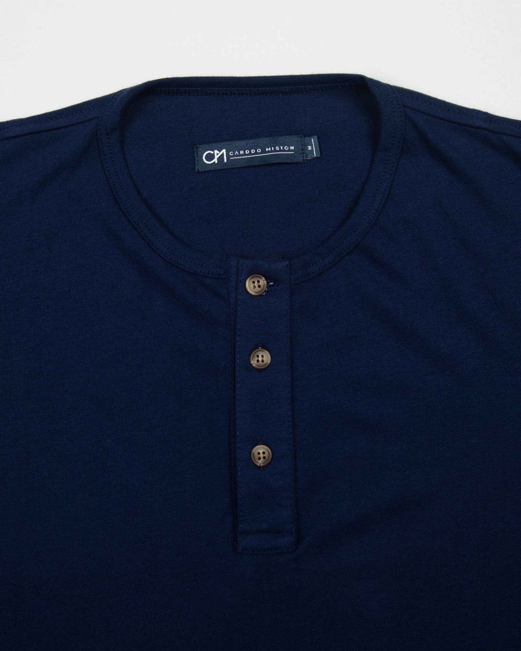 Camiseta Henley Algodón Azul Oscuro - imagen 4