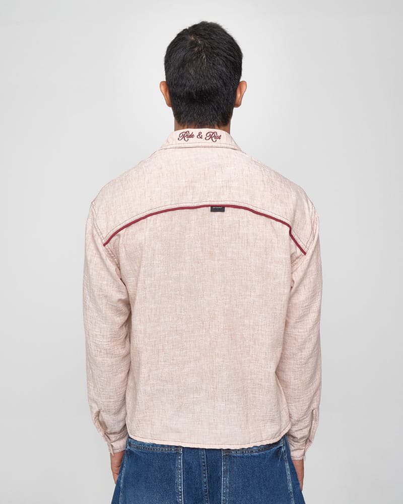 Camisa Boxy Contrast Beige - imagen 3