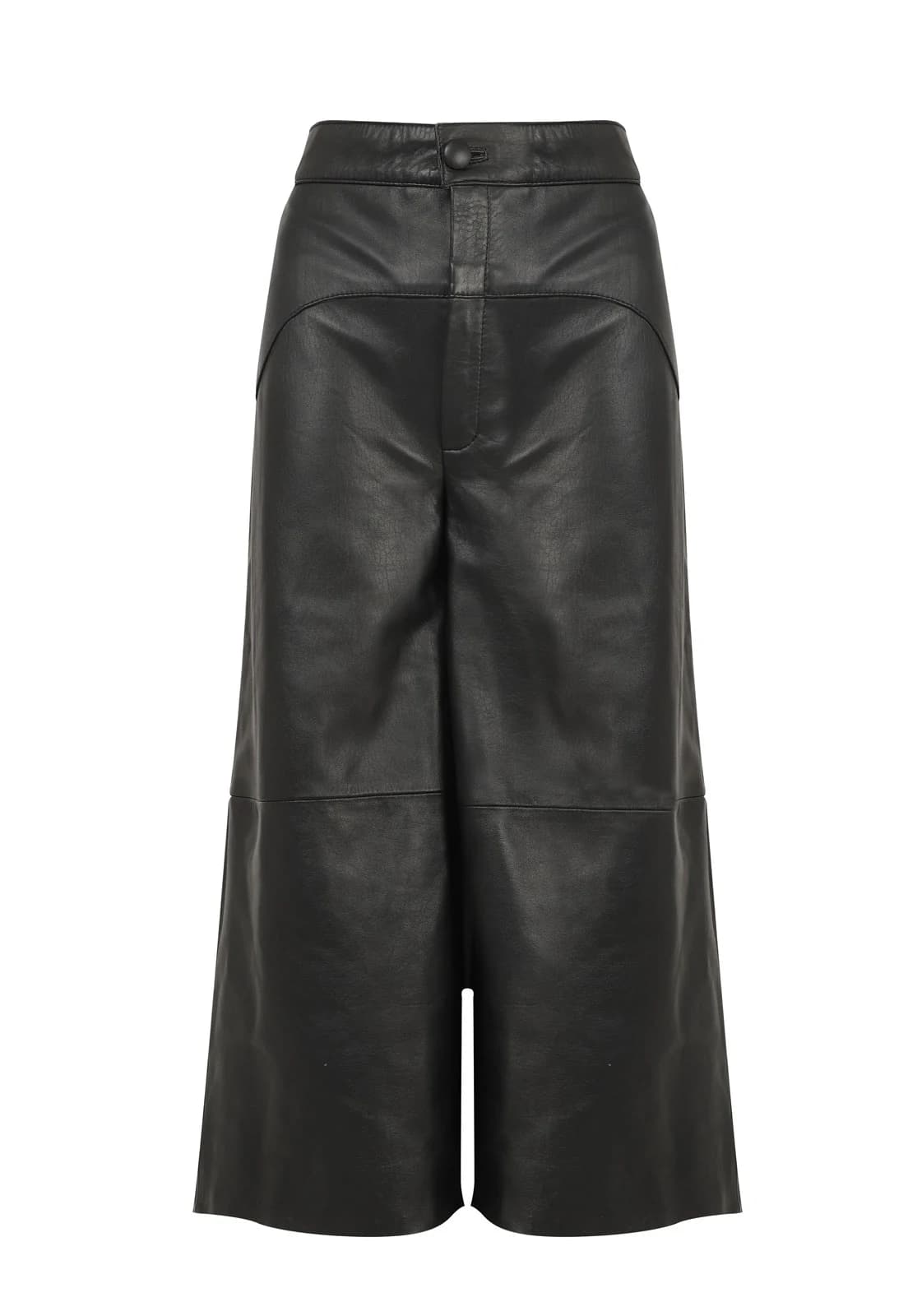 LONG LEATHER WIDE LEG TROUSERS - imagen 2