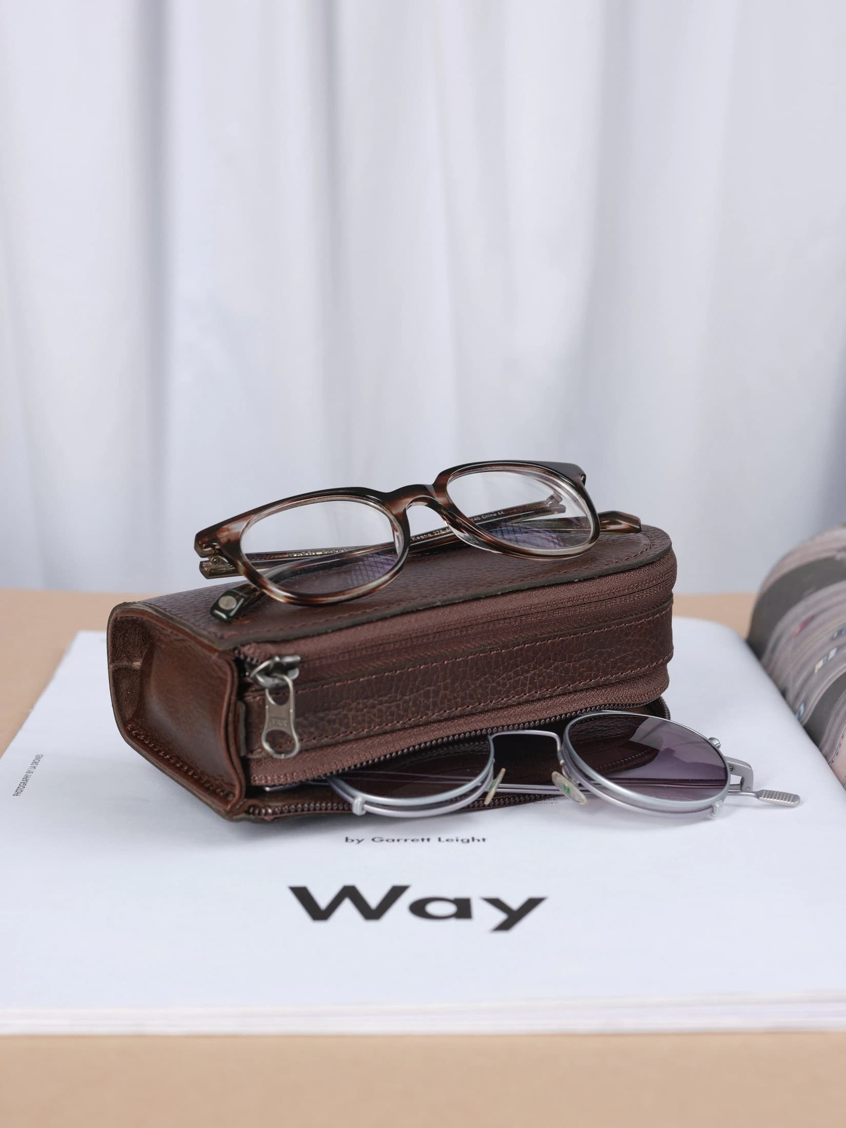 Double Glasses Case · Dark Brown