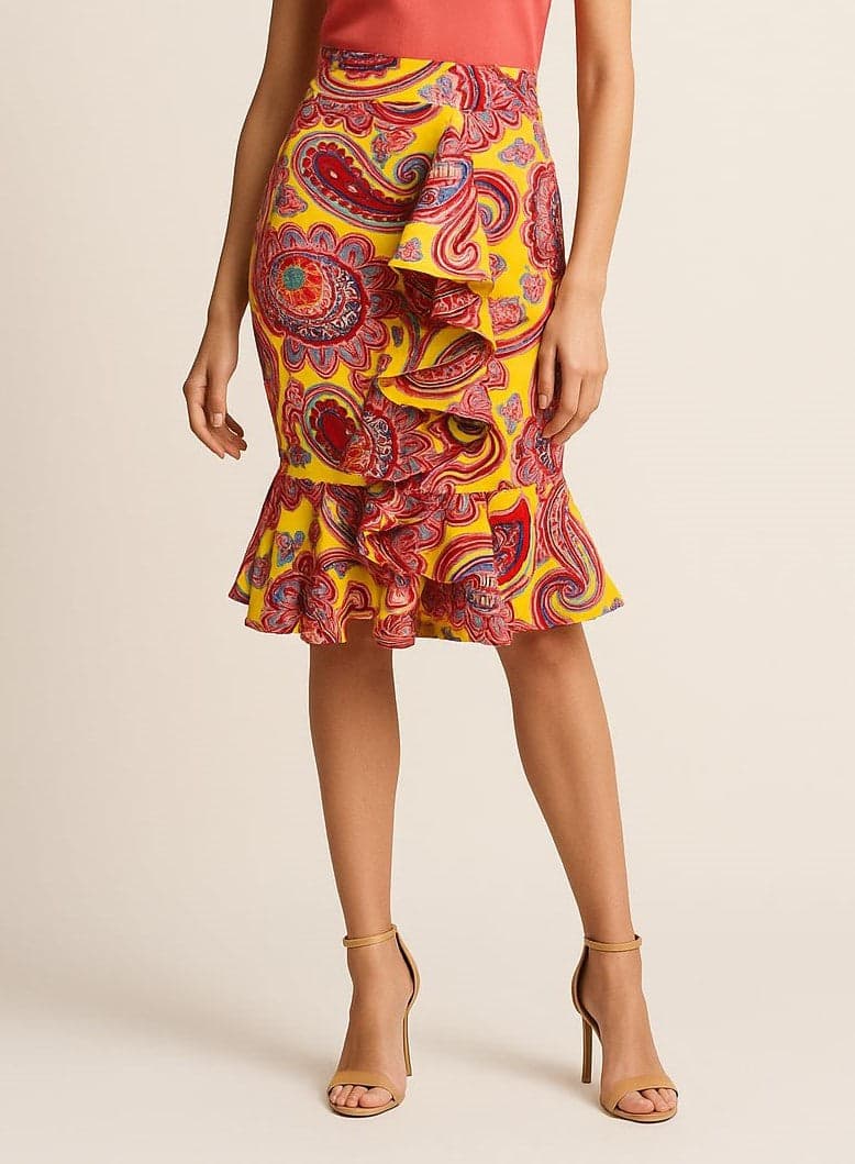 Falda Checa Flores Fucsia - imagen 3