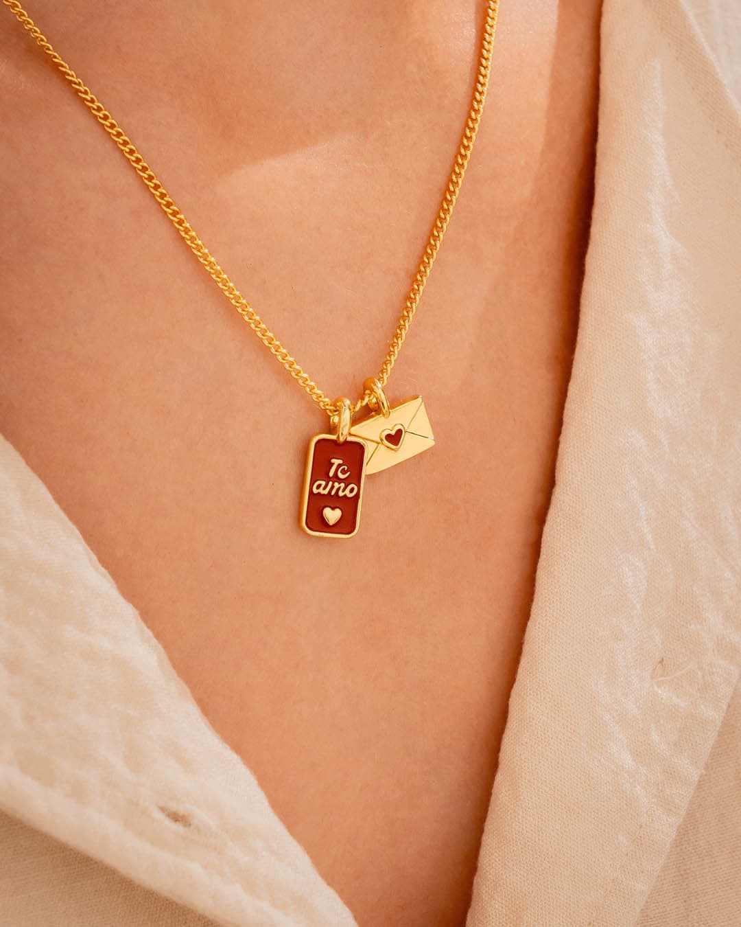 Collar Carta TE AMO + Aretes - imagen 1