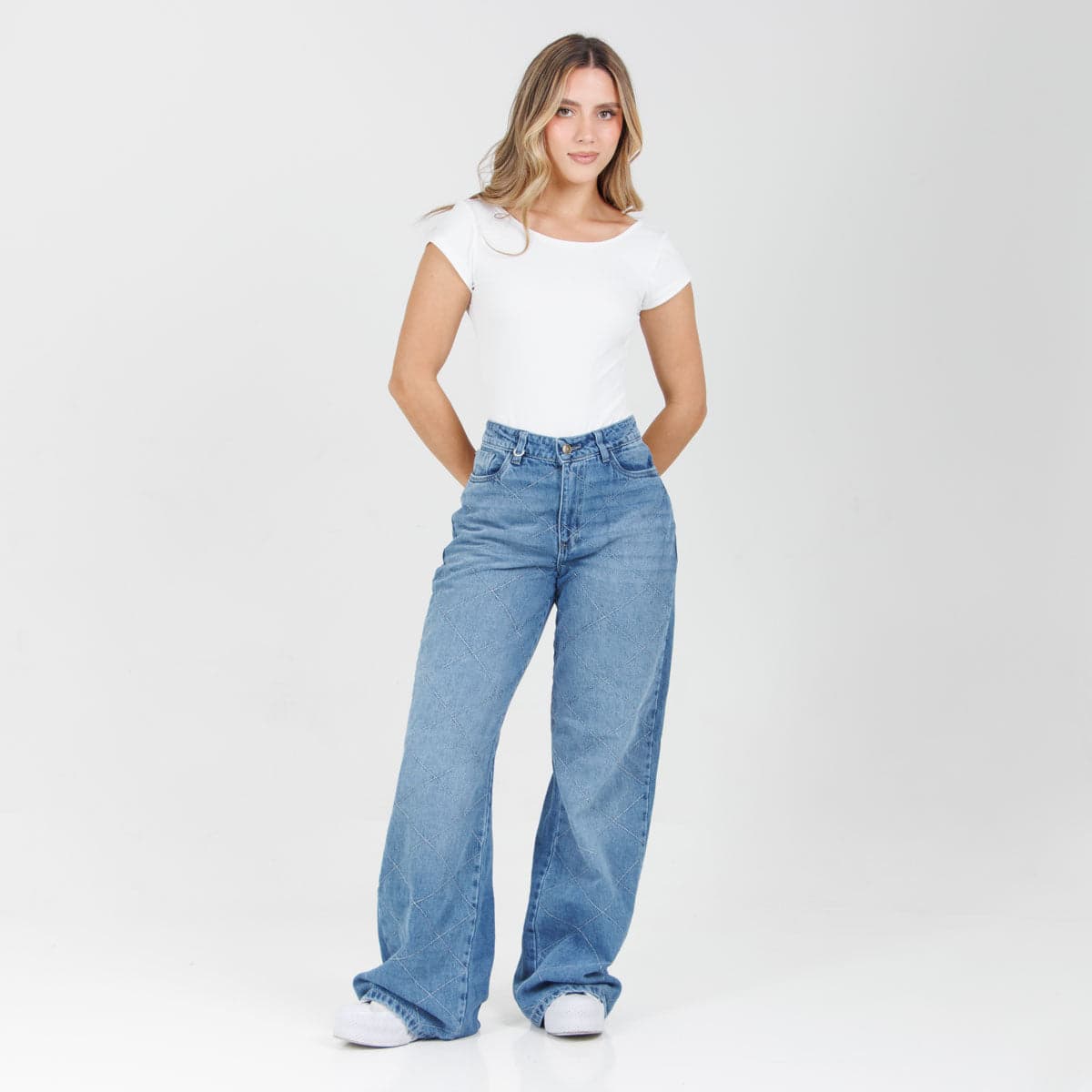 Jean Axspen Wide Leg Ax-2996 Rigido Brillos - imagen 1