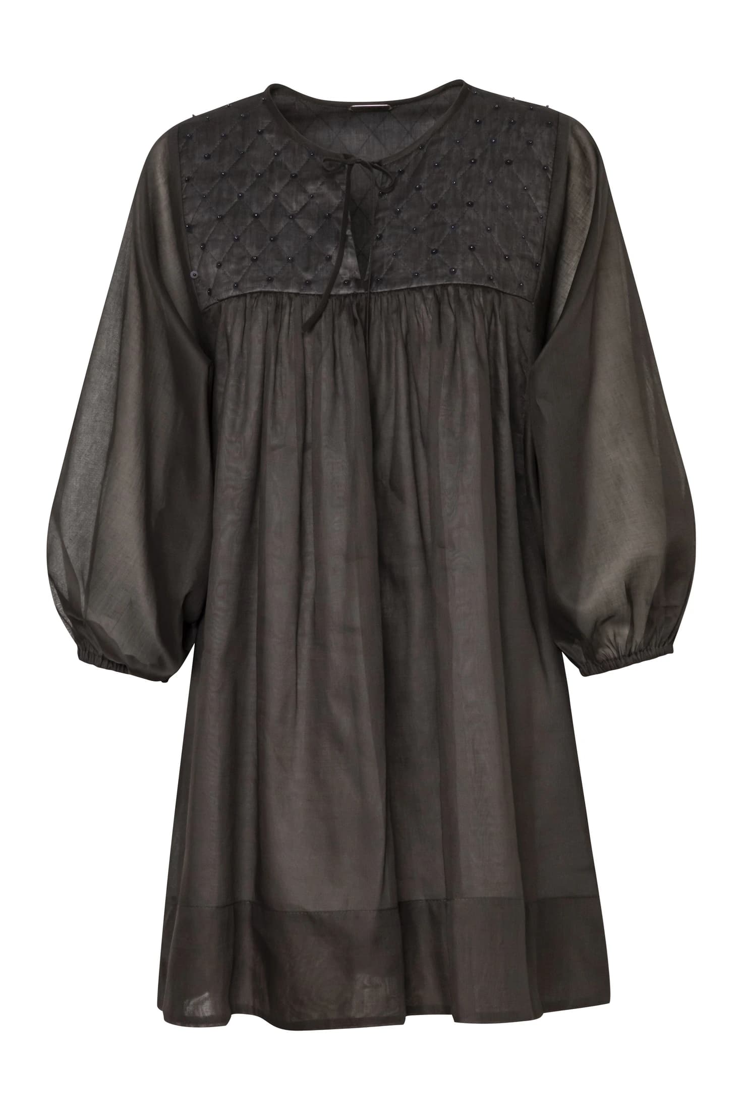 Quilted-Bodice Cotton Voile Mini Dress - imagen 4