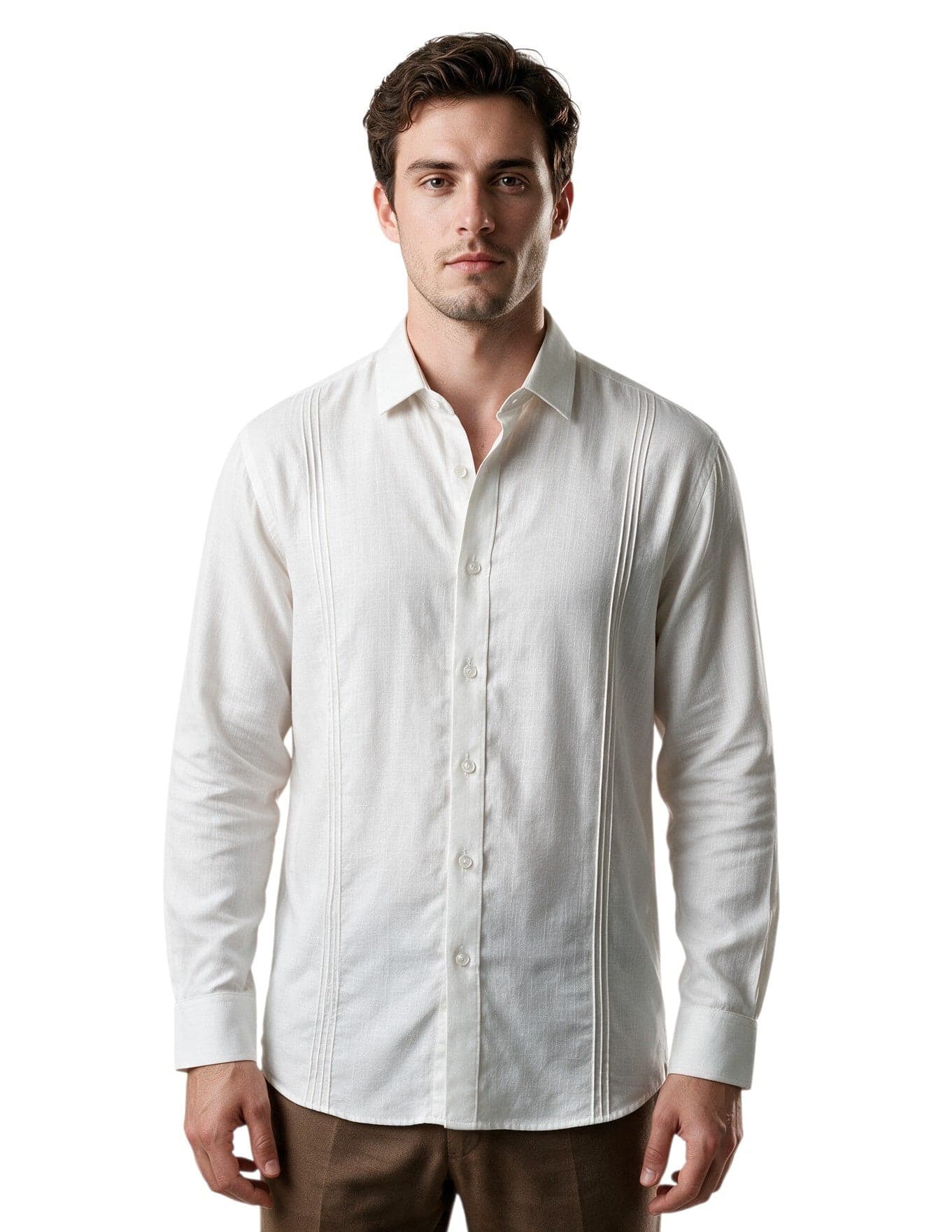 Guayabera blanca con alforzas - imagen 5