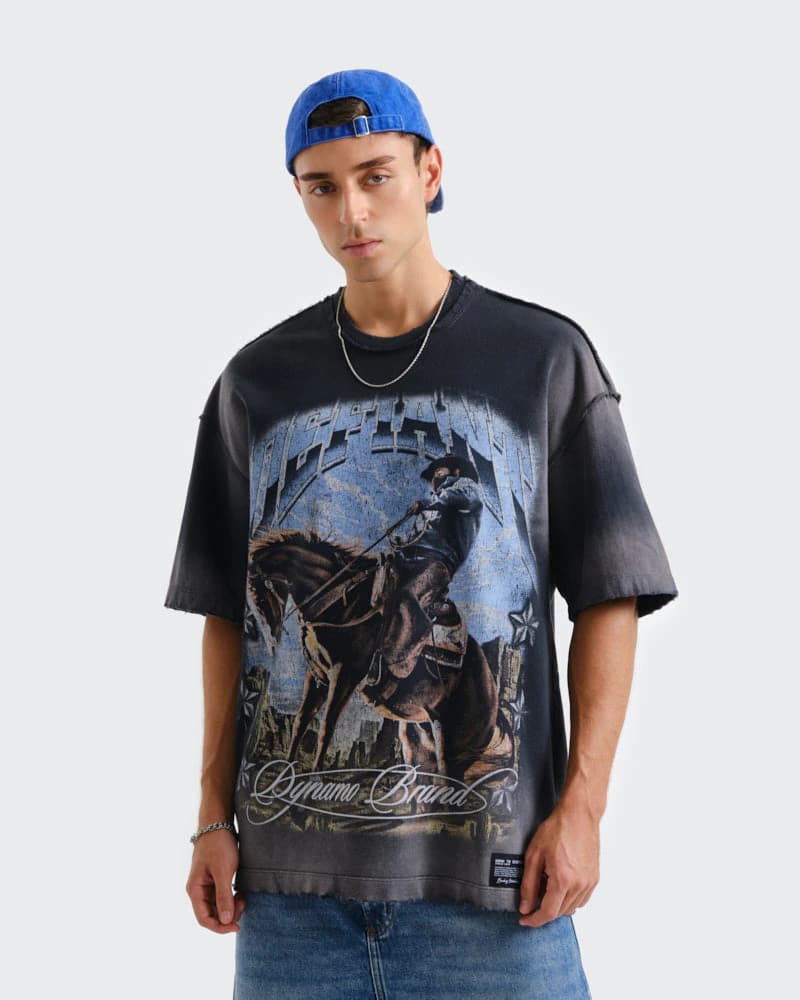 Camiseta Negra Oversize Western - imagen 1