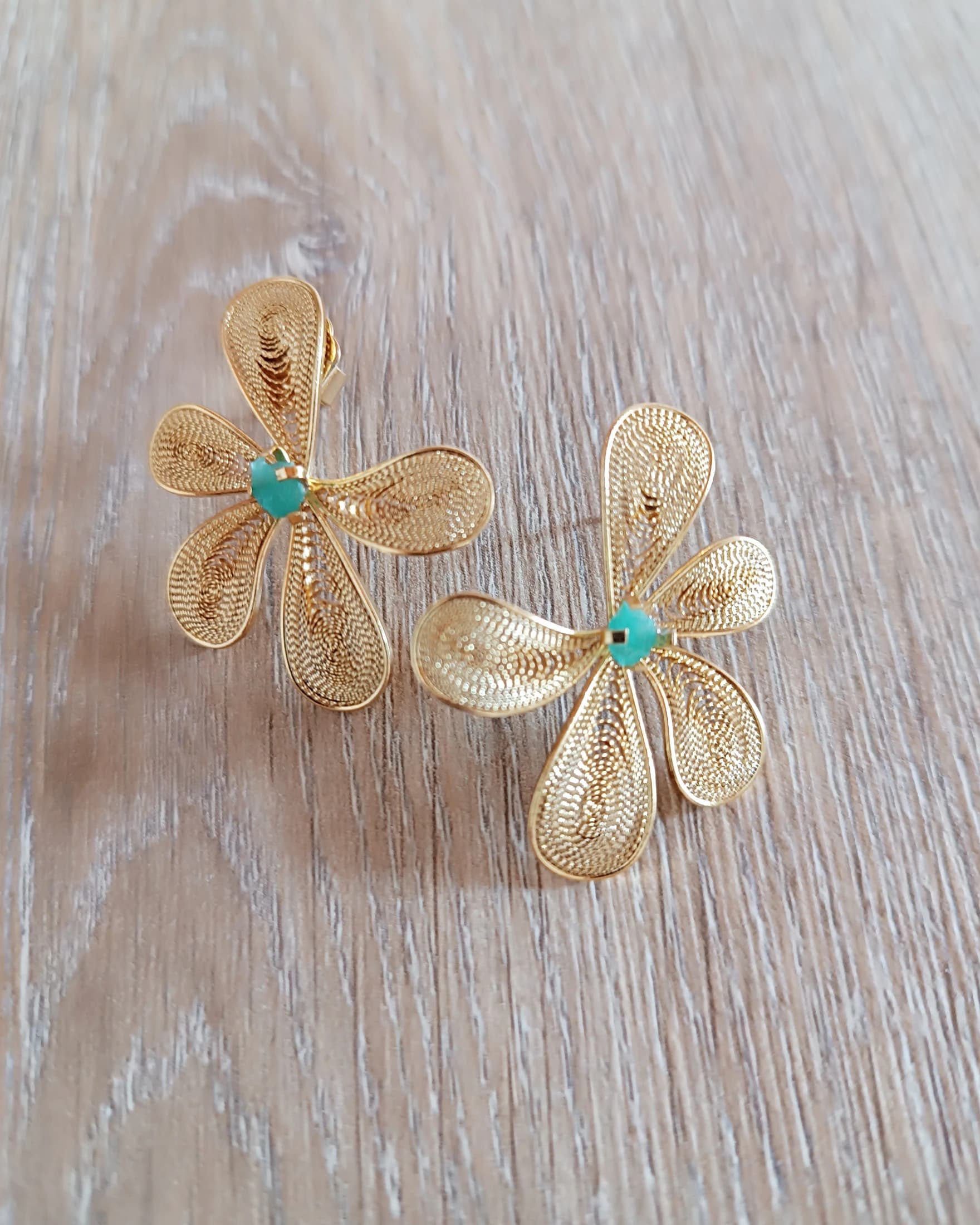 Aretes filigrana Ximena, con esmeralda - imagen 5