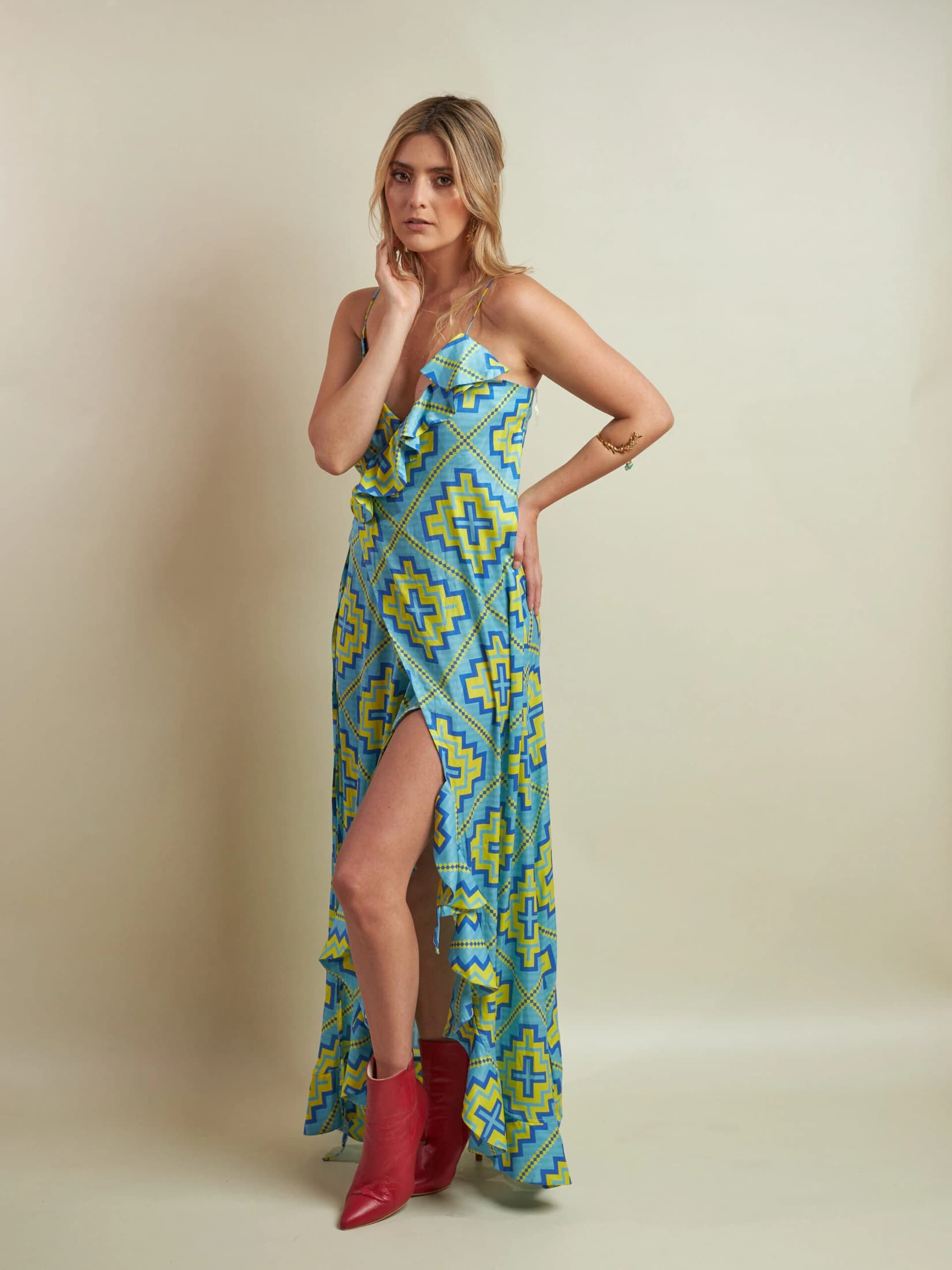 Vestido Samiko Rombos Wayu Azul - imagen 6