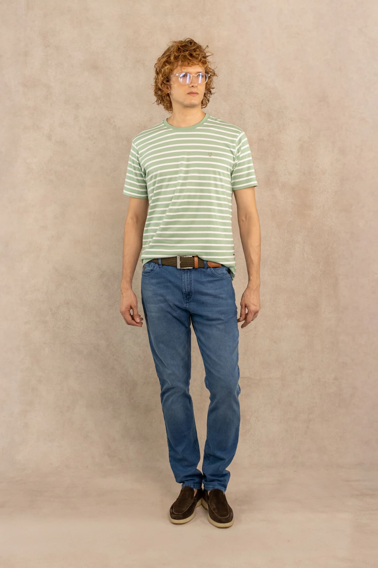 Camiseta Antimanchas Rayas Verde Sage - imagen 2