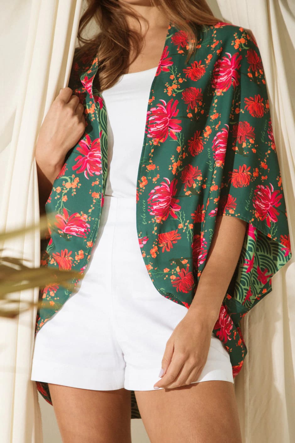 Kimono Nagoya Peonias Verde - imagen 18
