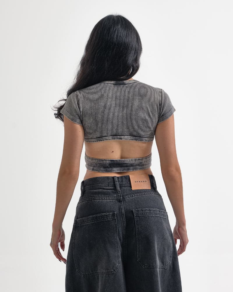 Crop Top Gris Acid Wash - imagen 2