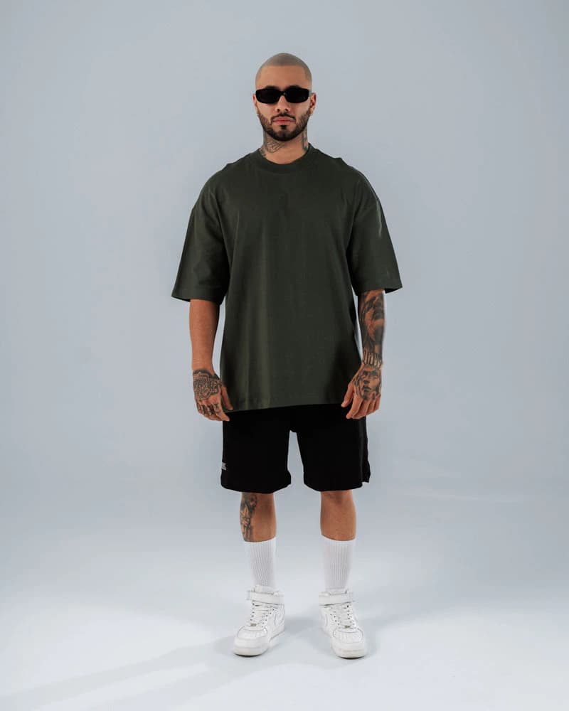 Camiseta Para Hombre Oversize Básica Verde - imagen 4