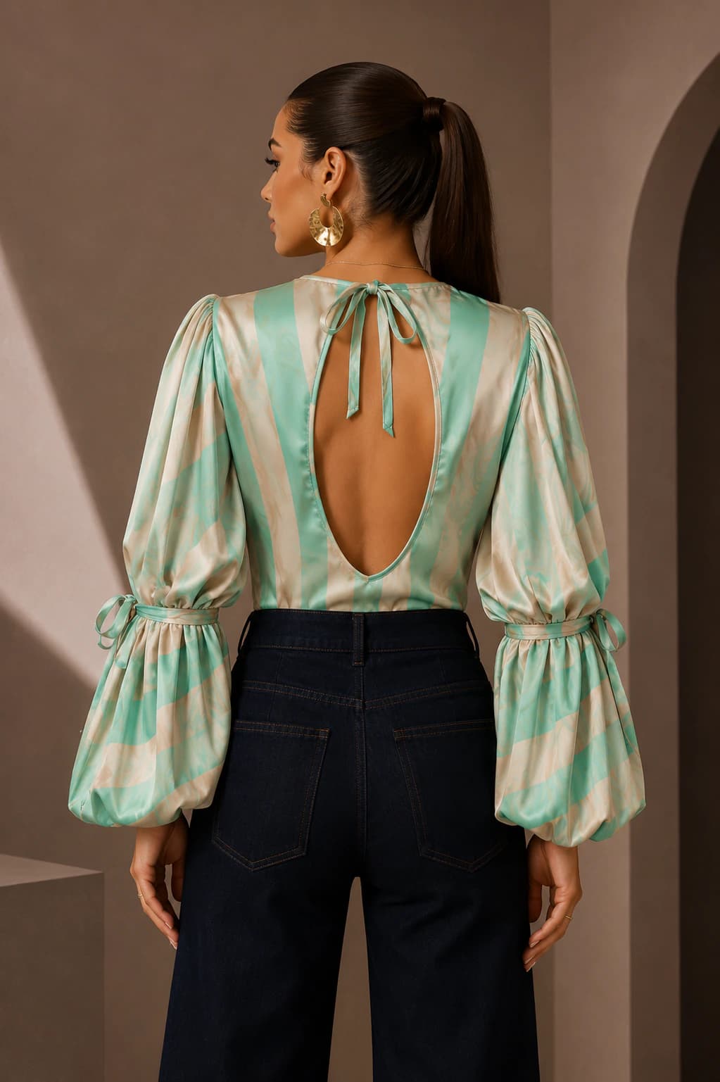 Blusa Cantor Rayas Turquesa - imagen 4