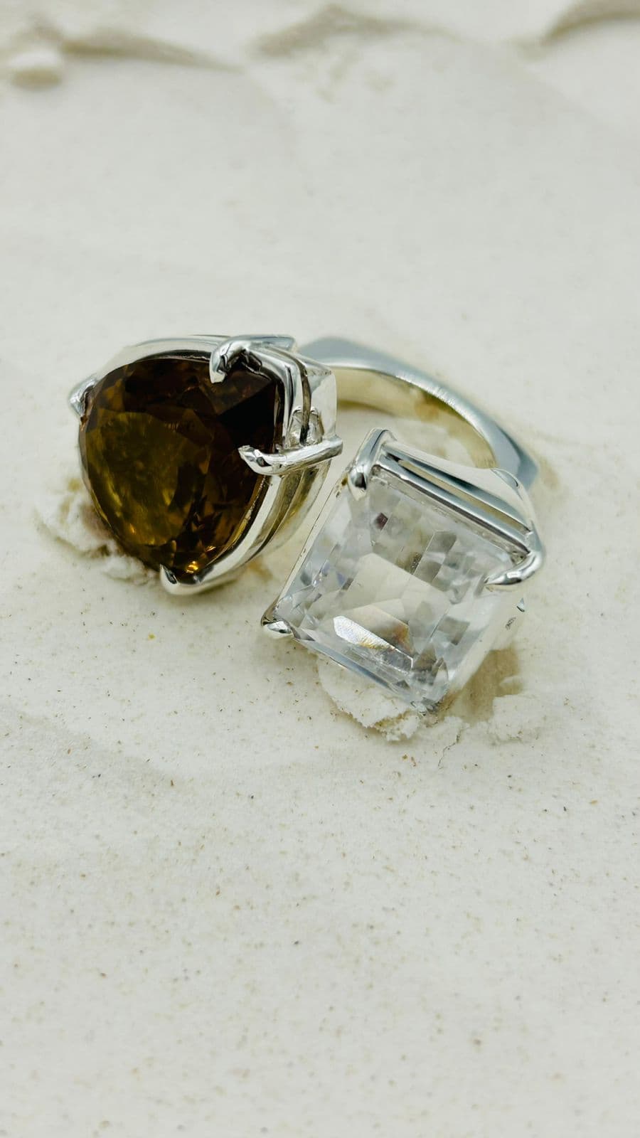 Anillo Doble Citrino Cuarzo Trasparente - imagen 2
