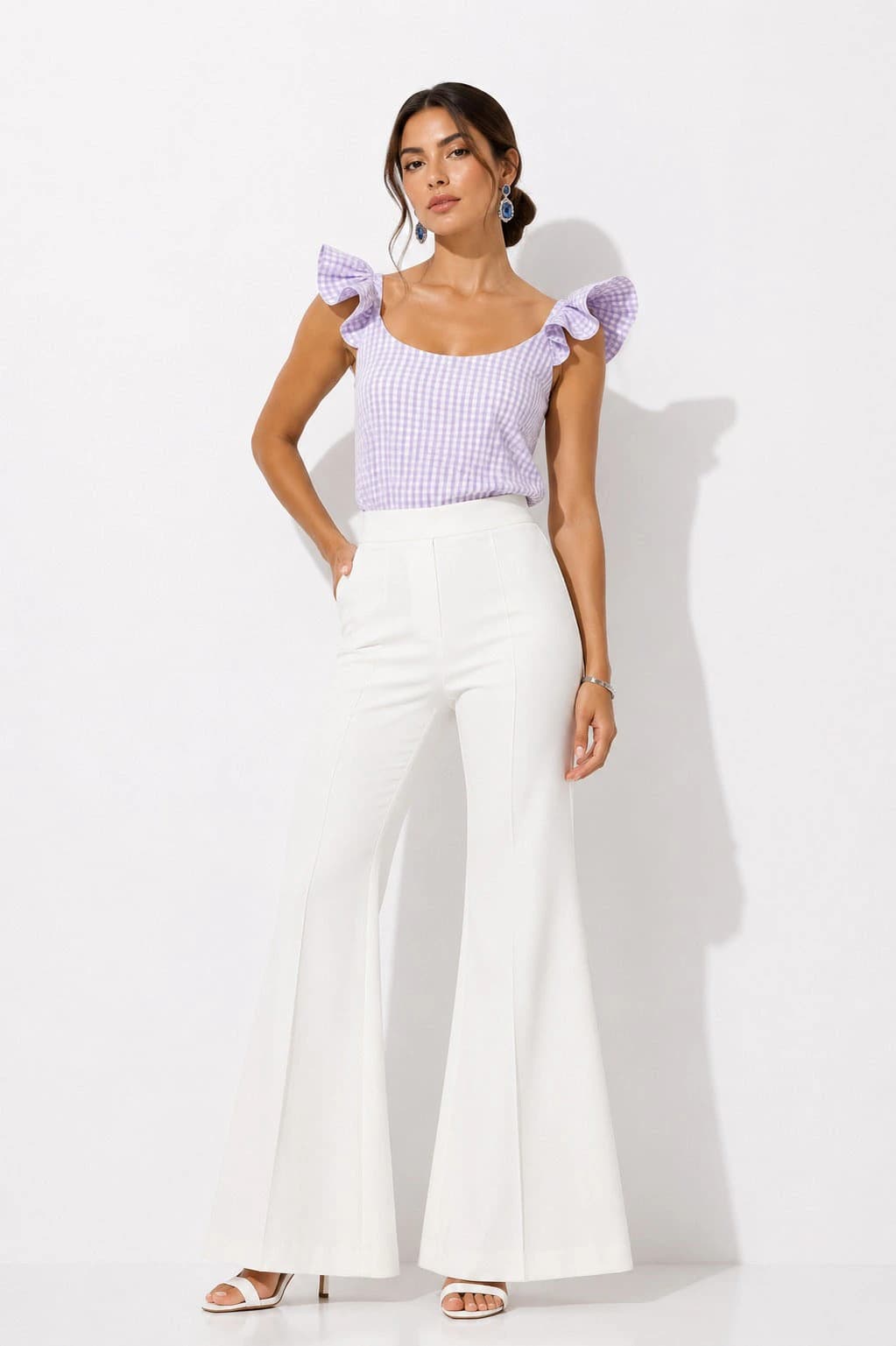 Blusa Coral Cuadros lila - imagen 2
